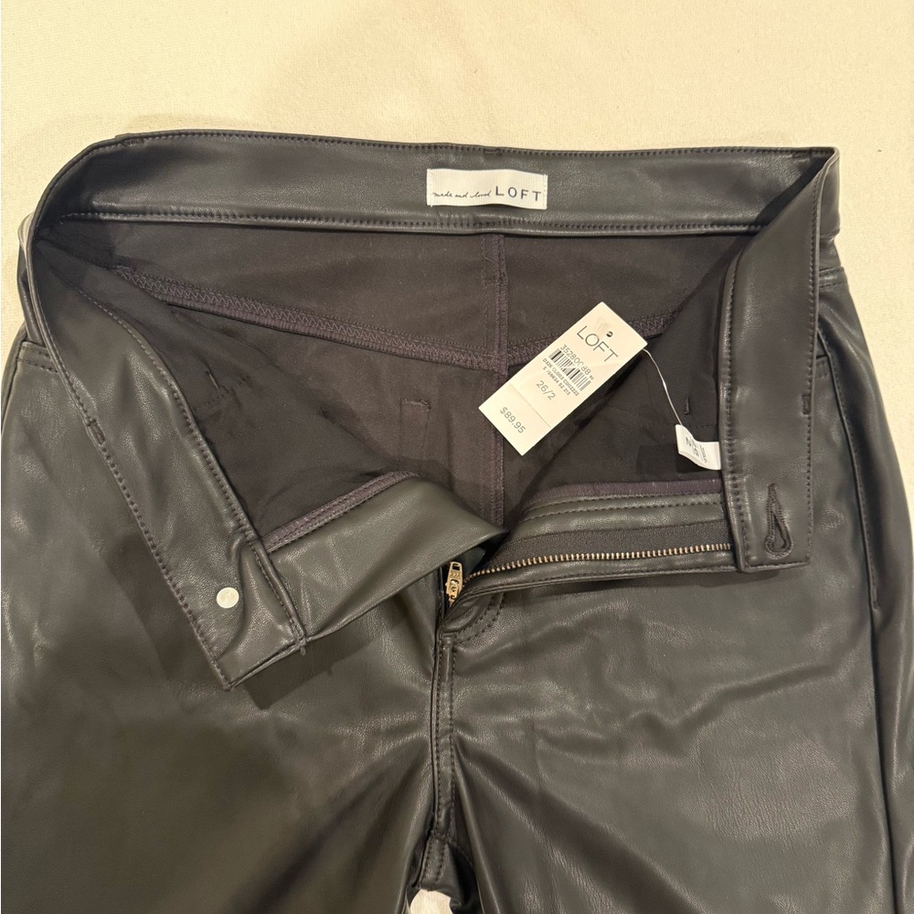 LOFT Charcoal Faux Leather Trousers